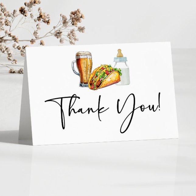Tacos Brews and Diapers Too! Baby Shower Thank You Card (Creator Uploaded)