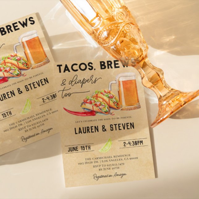 Tacos Brews Diapers Too Baby Shower Invitation (Creator Uploaded)