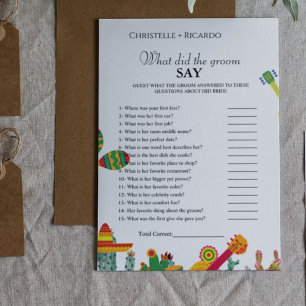 Tacos Bride & groom trivia bridal shower game Card