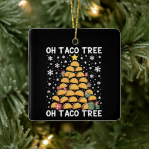 Tacos Christmas Tree Funny Xmas Foodie Mexican  Ceramic Ornament