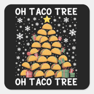 Tacos Christmas Tree Funny Xmas Foodie Mexican  Square Sticker