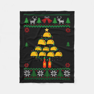Tacos Christmas Tree Ugly Sweater Christmas Family Fleece Blanket