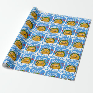 tacos delicious cartoon style funny illustration wrapping paper