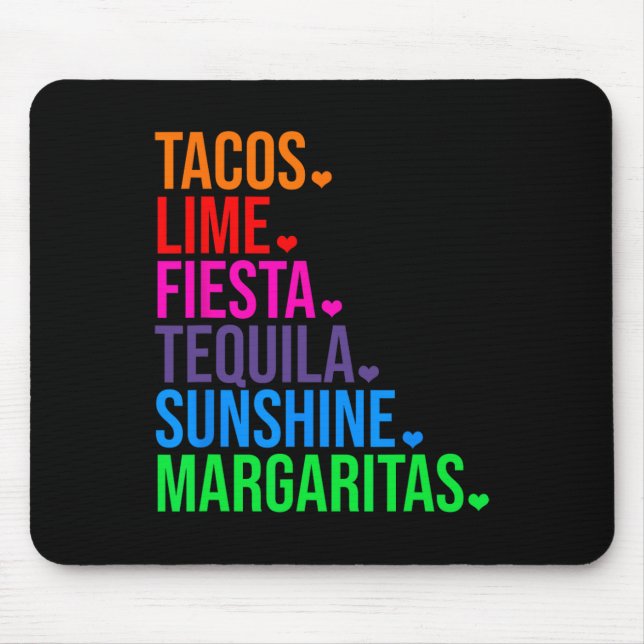 Tacos Lime Fiesta Tequila Cinco De Mayo Gift  Mouse Pad (Front)