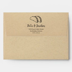 Tacos on Rustic Kraft Paper Background Wedding Envelope