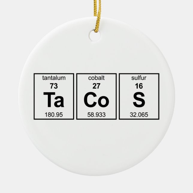 TaCoS Periodic Table Ceramic Tree Decoration (Front)