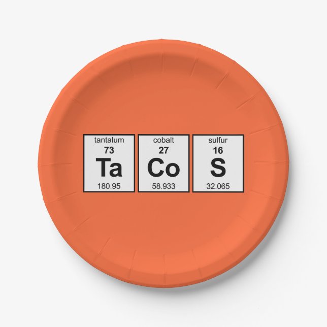 TaCoS Periodic Table Paper Plate (Front)