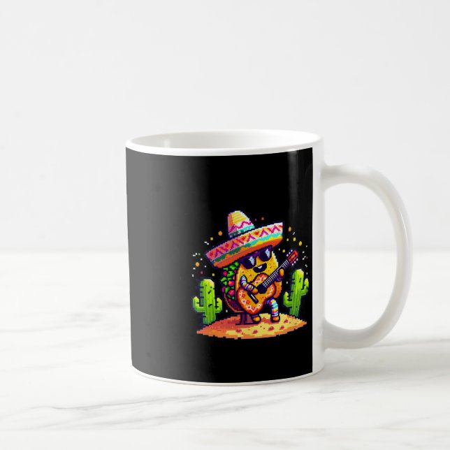 Tacos Playing Guitar Funny Cinco De Mayo  Coffee Mug (Right)