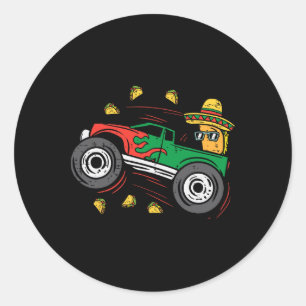 Tacos Riding Mexican Monster Truck Cinco De Mayo K Classic Round Sticker