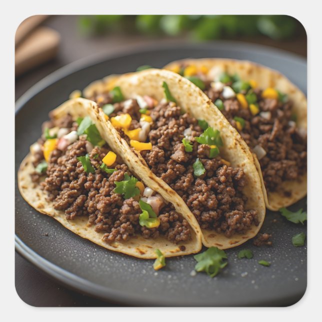 Tacos Square Sticker (Front)