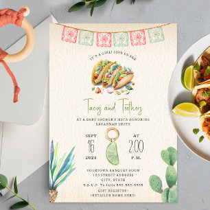 Tacos & Teethers Girl Baby Shower Fiesta  Invitation