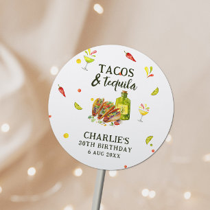 Tacos & Tequila Fun Summer Tropical Birthday Classic Round Sticker