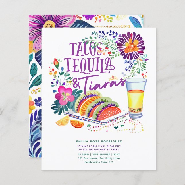 Tacos Tequila Tiaras Last Fiesta Bachelorette (Front/Back)
