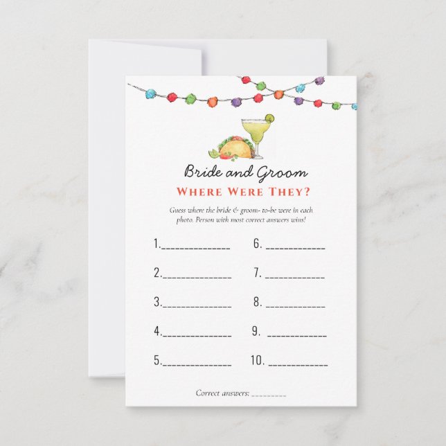 Tacos & Tequila  "Where were they" Shower games Invitation (Front)