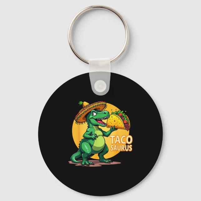 Tacosaurus cinco de mayo fiesta t-rex sombrero key ring (Front)