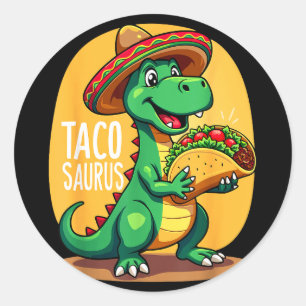 Tacosaurus cinco de mayo trex sombrero dino classic round sticker