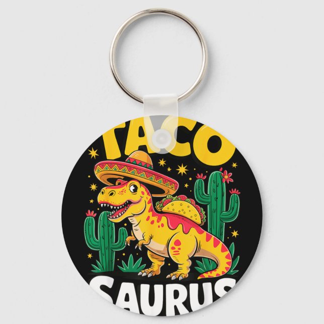 Tacosaurus t-rex taco dinosaur  key ring (Front)