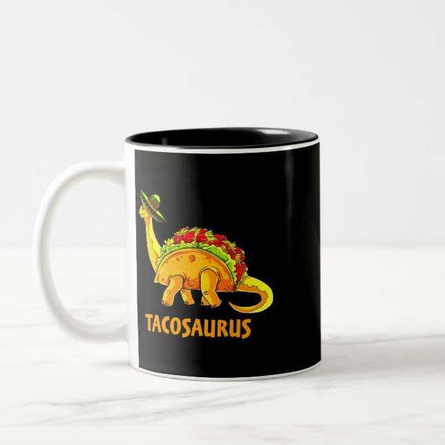 Tacosaurus Taco Dinosaur Fiesta Cinco De Mayo Funn Two-Tone Coffee Mug (Left)
