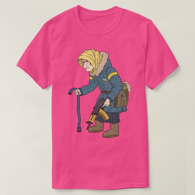 tactical babushka Ukrainian grandma T-Shirt (Design Front)