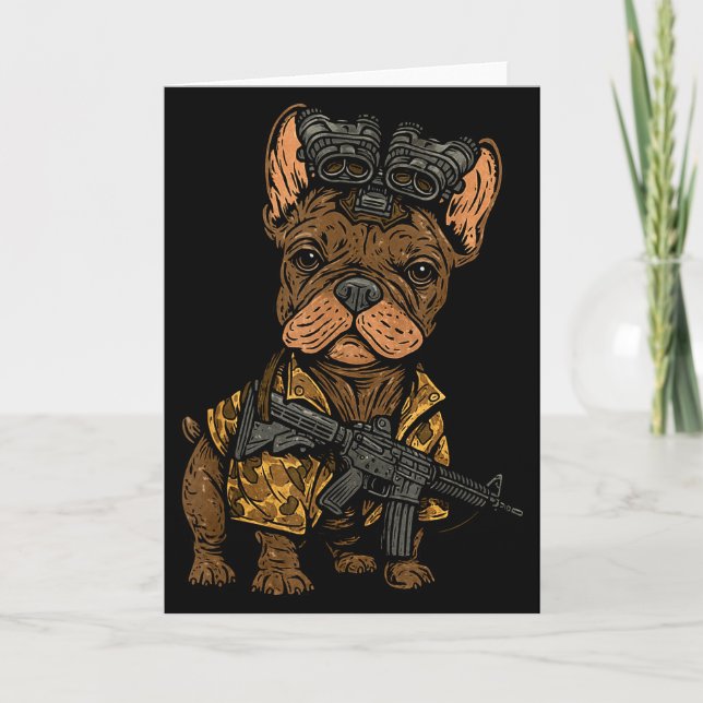 Tactical Frenchie Funny Dog Bulldog With Nvg Meme  Card (Front)