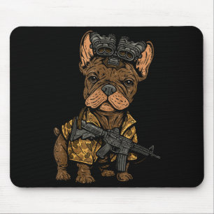 Tactical Frenchie Funny Dog Bulldog With Nvg Meme Mouse Pad