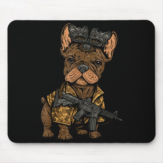 Tactical Frenchie Funny Dog Bulldog With Nvg Meme  Mouse Pad (Front)