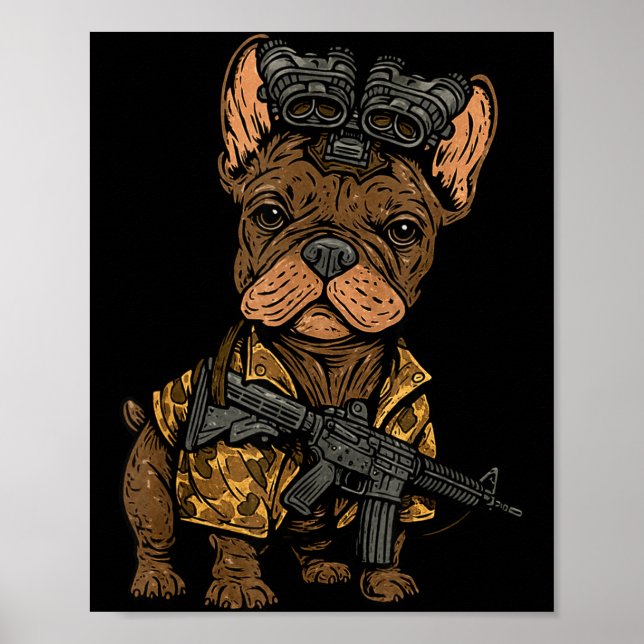 Tactical Frenchie Funny Dog Bulldog With Nvg Meme  Poster (Front)