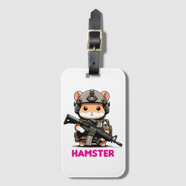 Tactical Hamster Luggage Tag (Front Vertical)