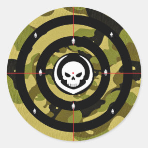 Tactical Skull Target Camouflage Precision Strike Classic Round Sticker