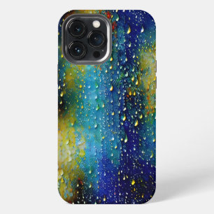 Tactile Blue Yellow Aqua Rain Drops Composition iPhone 13 Pro Max Case
