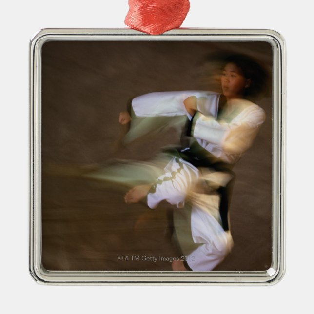 Tae Kwon Do Leap Kick Metal Tree Decoration (Front)