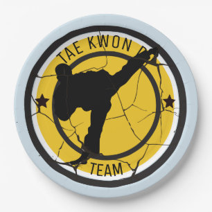 Tae Kwon Do	Silhouette of Tae Kwon Do fighter. Paper Plate