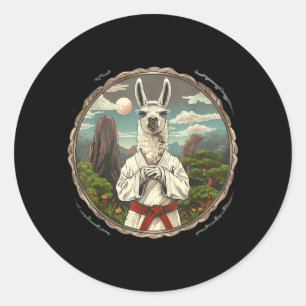 Taekwondo Alpaca Forest Kickboxing Judo Mma Alpaca Classic Round Sticker