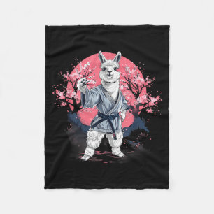 Taekwondo Alpaca Sakura Tree Judo Alpaca Lover Fleece Blanket