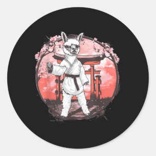 Taekwondo Alpaca Sakura Tree Judo Martial Arts Classic Round Sticker