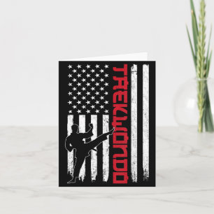 Taekwondo American Flag 4th Of July Martial Arts Card