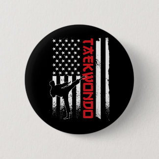 Taekwondo American Flag Taekwondo Fighter US Flag 6 Cm Round Badge