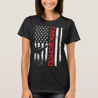 Taekwondo American Flag Taekwondo Fighter US Flag T-Shirt