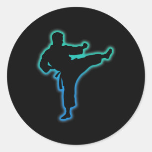 Taekwondo Apparel Martial Arts Shirt Kids Men Boys Classic Round Sticker