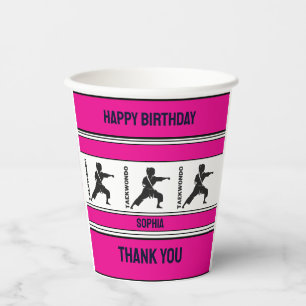 Taekwondo Birthday Gift, Taekwondo Girl Player Paper Cups