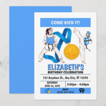 Taekwondo Birthday Party Invitation (Girls)