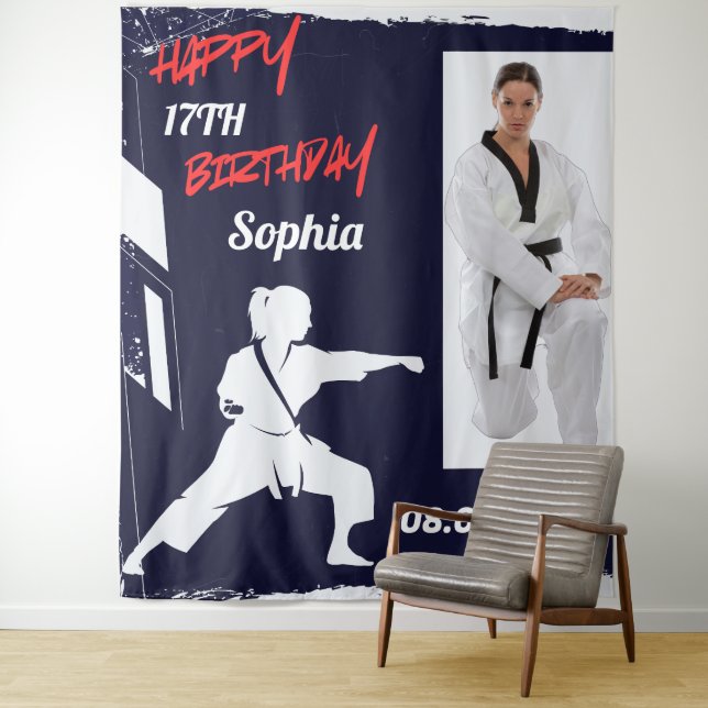 Taekwondo Birthday, Taekwondo Girl Player  Tapestry (In Situ)