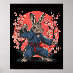 Taekwondo Bunny Rabbit Kickboxing Jiu-Jitsu Kung Poster