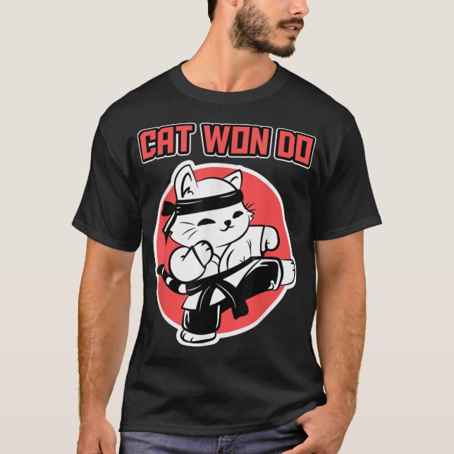 Taekwondo Cat Design for Sports Fans - Kick Cat Wo T-Shirt (Front)
