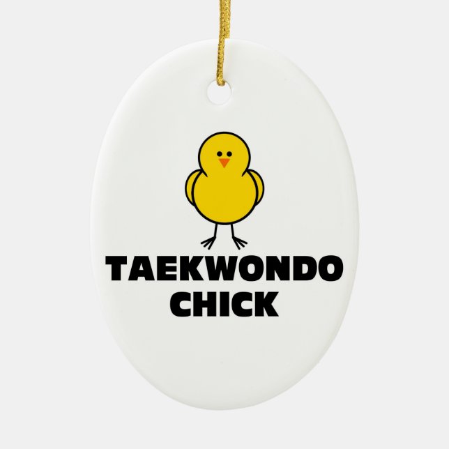 Taekwondo Chick Ceramic Tree Decoration (Front)