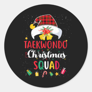 Taekwondo Christmas Squad Santa Hat Martial Arts Classic Round Sticker