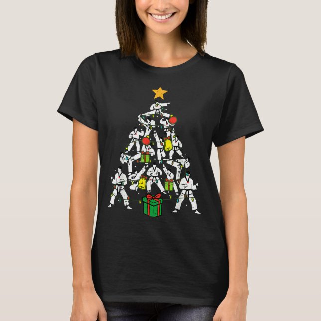 Taekwondo Christmas Tree Xmas Martial Arts Karate  T-Shirt (Front)