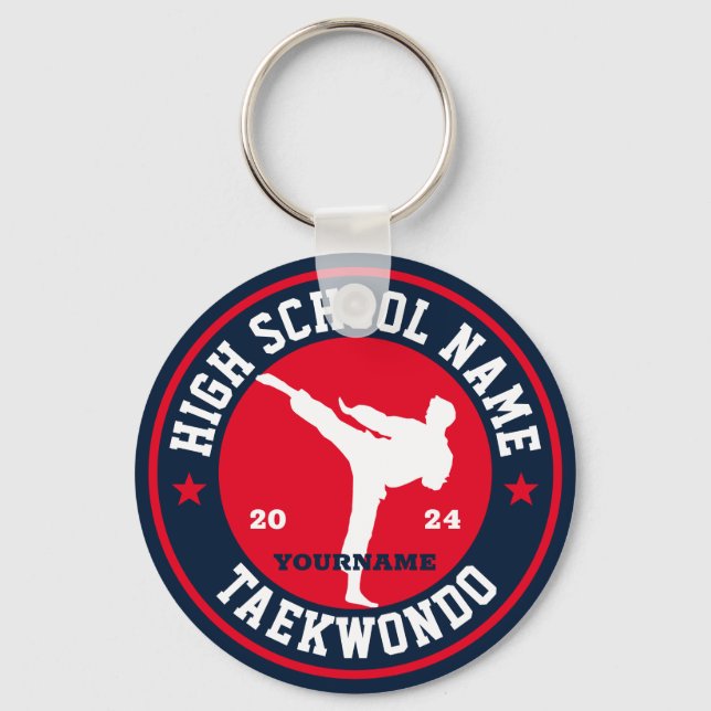 Taekwondo Club Martial Arts Custom Colour Sports Key Ring (Front)