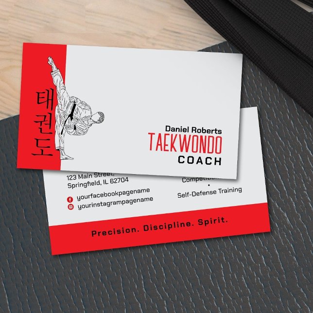 Taekwondo Coach - Martial Artist and Hangul Symbol Business Card (Creator Uploaded)