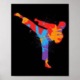 Taekwondo Colourful Martial Arts Kids Men Boys Kar Poster